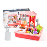 YCFUN Plastic Real Sink Playset with Running Water, Pretend Play Kids Kitchen Sink for Girls Boys, Toddler and Preschool Toys