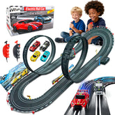 YCFUN Slot Car Sets for Kids, Electric Race Track set with 4 High Speed Light-Up Car and 2 Electric Controller, Christmas Birthday Gifts for Kids 3-12