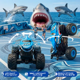 YCFUN RC Monster Truck Toy for Kids, 360° Spins RC Car with Music and LED Car Shell & Wheels for Boys Girls Ages 3+ (Blue)