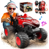 YCFUN Monster Truck Toys for Kids, 360° Spins Remote Control Car with Music and Lights, RC Toy Gift for Boys & Girls (Red)