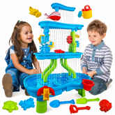YCFUN Water Table, 4-Tier Outdoor Toys Sand and Water Table with Beach Toy for Toddlers Boys Girls