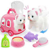YCFUN Toy Dog for Kids, Pretend Play Set with Electric Dog Toys for 3-8 Year Girls Boys, 7 Pieces Pet Cares with Puppy Carrier