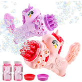YCFUN 2 Pack Bubble Gun, Unicorn Bubble Machine for Toddlers Kids Boys Girls Age 3+, Includes Bubble Solution