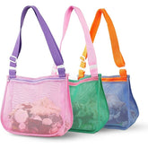 YCFUN Beach Toy Mesh Beach Bags Kids Shell Collecting Bag Sand Toy Seashell Bag for Kids with Adjustable Carrying Straps Sand toys Beach Toys Swimming Accessories for Boys and Girls (4 Pack)