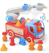 YCFUN Toy Wodden Car Fire Truck Set, STEM Fire Engine Vehicle Playsets Toys for Boys Kids Toddler Ages 3 4 5 6 7 8 Year Olds