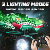 YCFUN RC Monster Truck Toy with 360° Spins, Music and LED Car Shell & Wheels, Dinosaur Toy RC Car for Kids Boys Ages 3+ (Green)