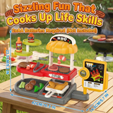 YCFUN Pretend Play Food Toy with Cash Register, 3-in-1 Kids BBQ Toy Shop Set