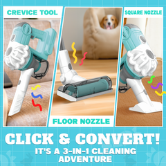 YCFUN 3-in-1 Kids Toy Vacuum, Cleaning Set with Apron, Duster, Cloth & Colorful Beads, Housekeeping Toys Gifts for Toddler