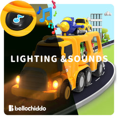 YCFUN Transport Car Carrier Truck with Light&Sound and Activity Play Mat for Kids Boys Girls, Vehicles Playset for Gifts Age 2-8