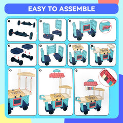 Play Kichen, YCFUN Kitchen Play Cart Kids Kitchen Play Set Play Money for Toddlers Girls Boys Gift, Toys for Girls 3-6 Years