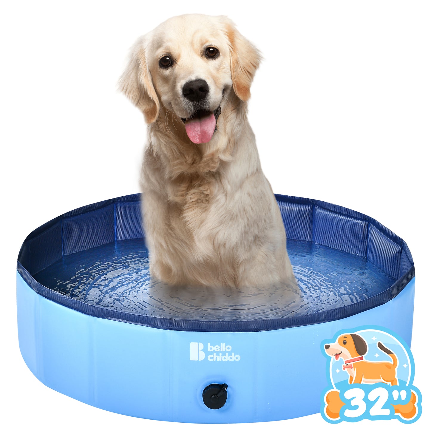 YCFUN Foldable Hard Plastic Pool for Dogs and Kids, Non-slippery Swimming Pool with PP Boards, Kiddie Pool for Dogs, Indoor&Outdoor Pet Bathing Tub with Water Drainage， 48inches