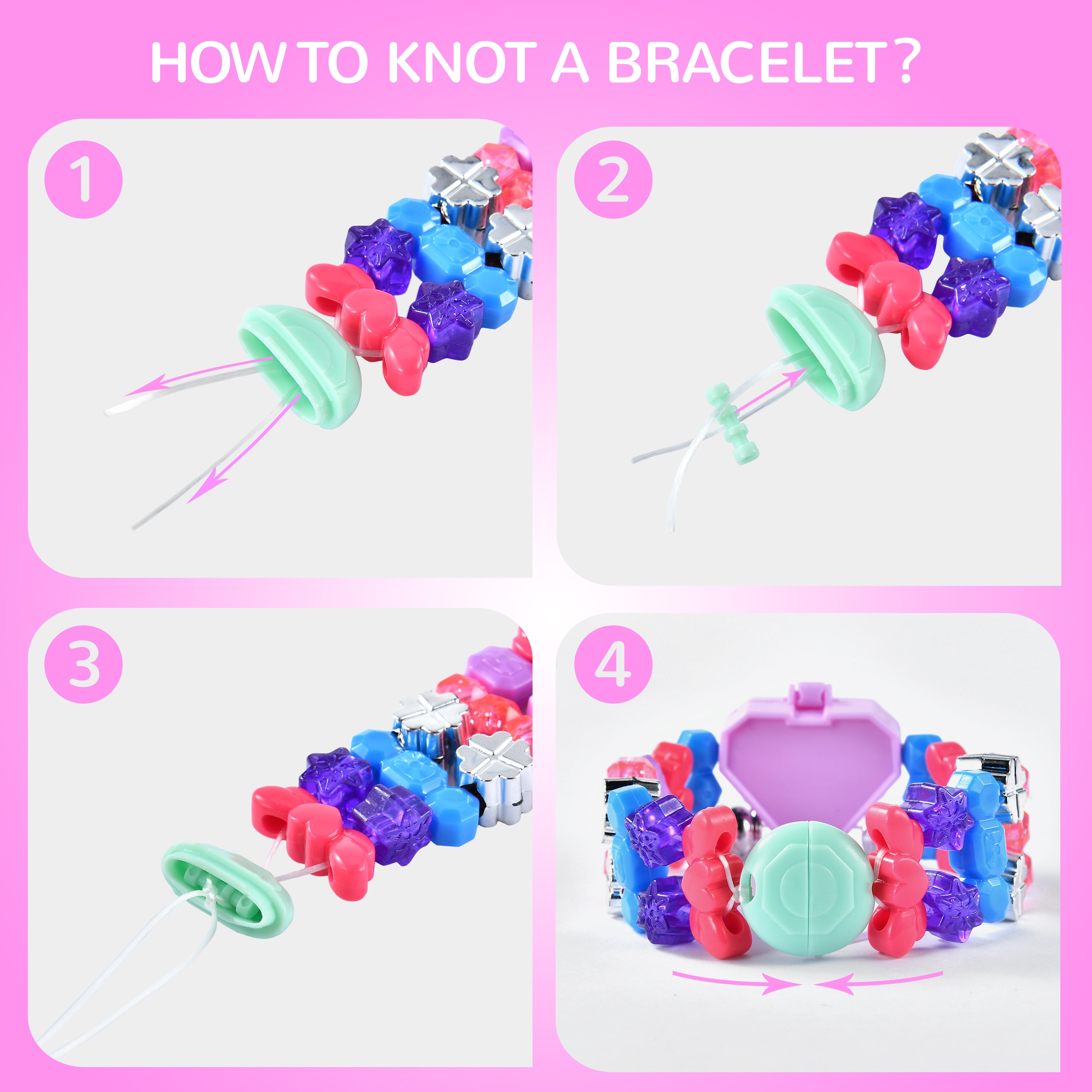 Bracelet Making Kit, YCFUN Toy Gem Makeup Jewelry Making Kit with Storage Box, DIY Girls Toys for Child Ages 6+