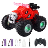 YCFUN RC Monster Truck for Kids, 360° Spins Remote Control Car with Lights, Spray & 2 Batteries, RC Toy Gift for Boys Girls Ages 3-8
