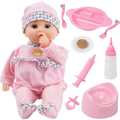 16 Inch Baby Doll Toy Set for Kids, Pretend Play Toys with Accessories