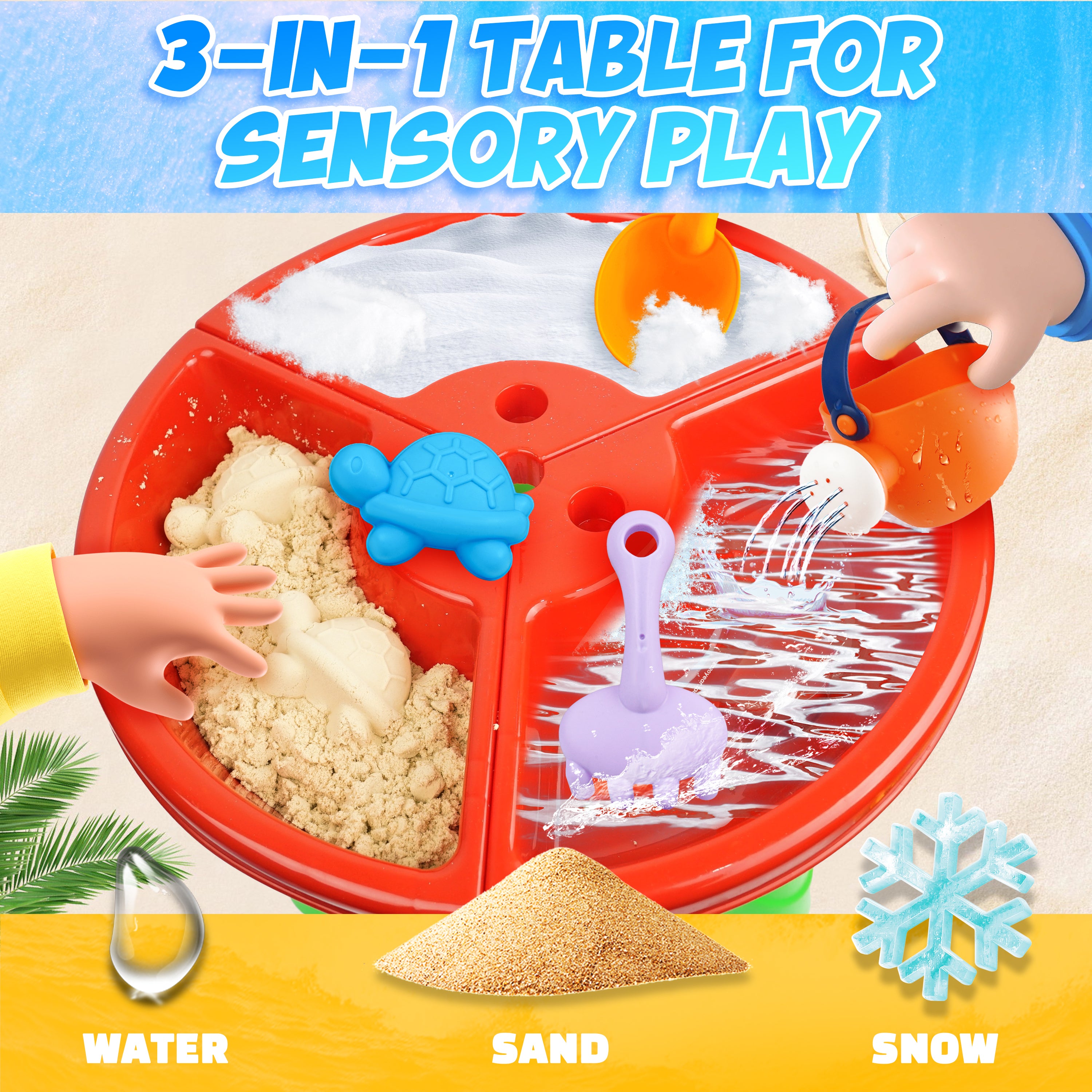 Water Table, YCFUN Outdoor Toys Sand Water Tables for Toddlers Boys Girls 1-3, Plastic