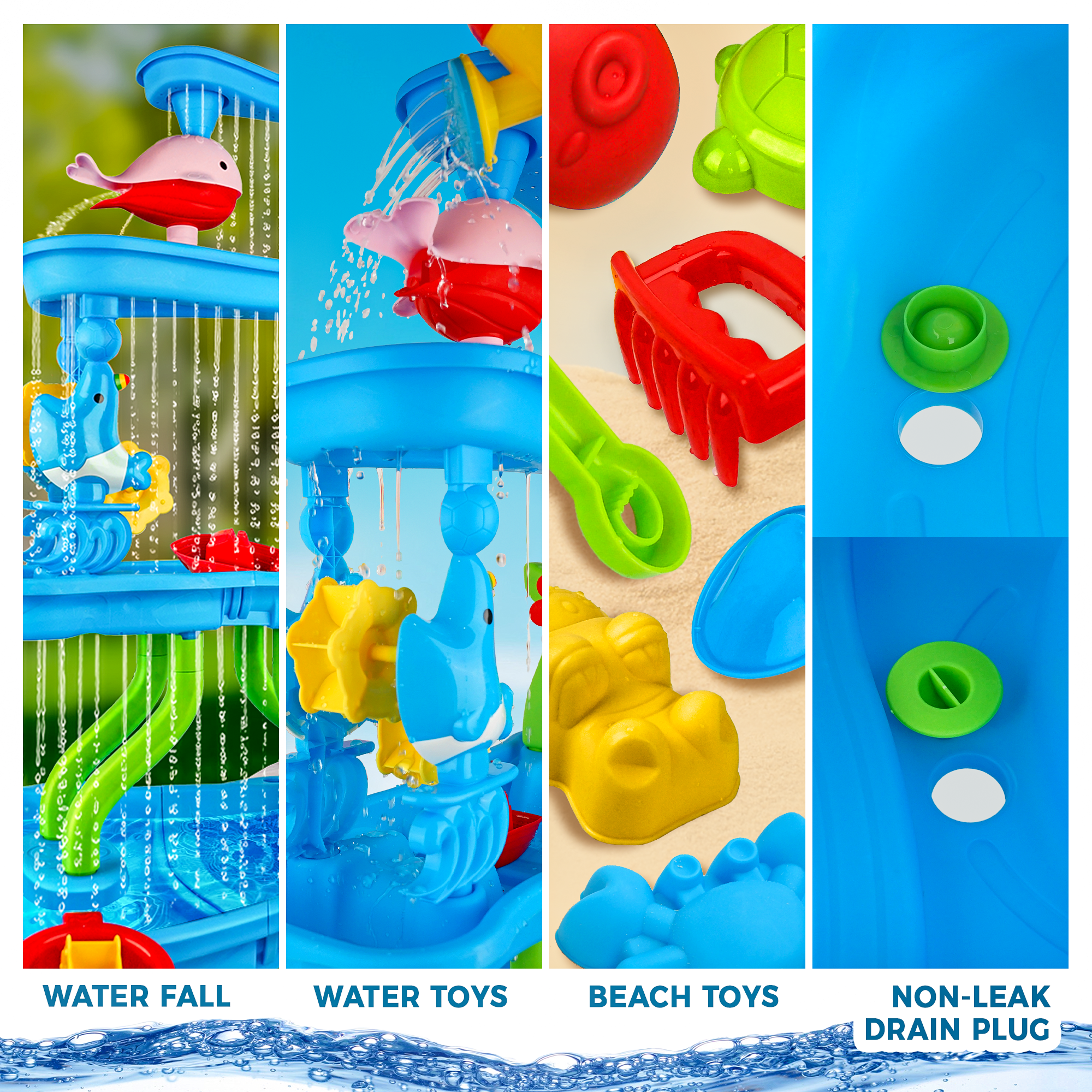 YCFUN Water Table, 4-Tier Outdoor Toys Sand and Water Table with Beach Toy for Toddlers Boys Girls