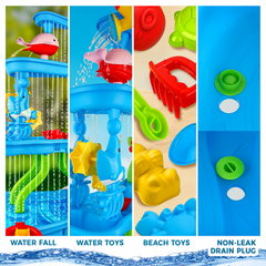 YCFUN Water Table, 4-Tier Outdoor Toys Sand and Water Table with Beach Toy for Toddlers Boys Girls