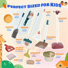 YCFUN Kids Cleaning Set, Pretend Play Cleaning Toy with Broom, Mop, Duster & Tools for Toddlers, Boys & Girls, Housekeeping Role Play Toys for Kids Ages 3-8