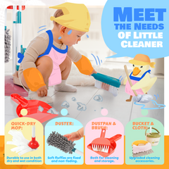 YCFUN Kids Cleaning Set, Pretend Play Cleaning Toy with Broom, Mop, Duster & Tools for Toddlers, Boys & Girls, Housekeeping Role Play Toys for Kids Ages 3-8