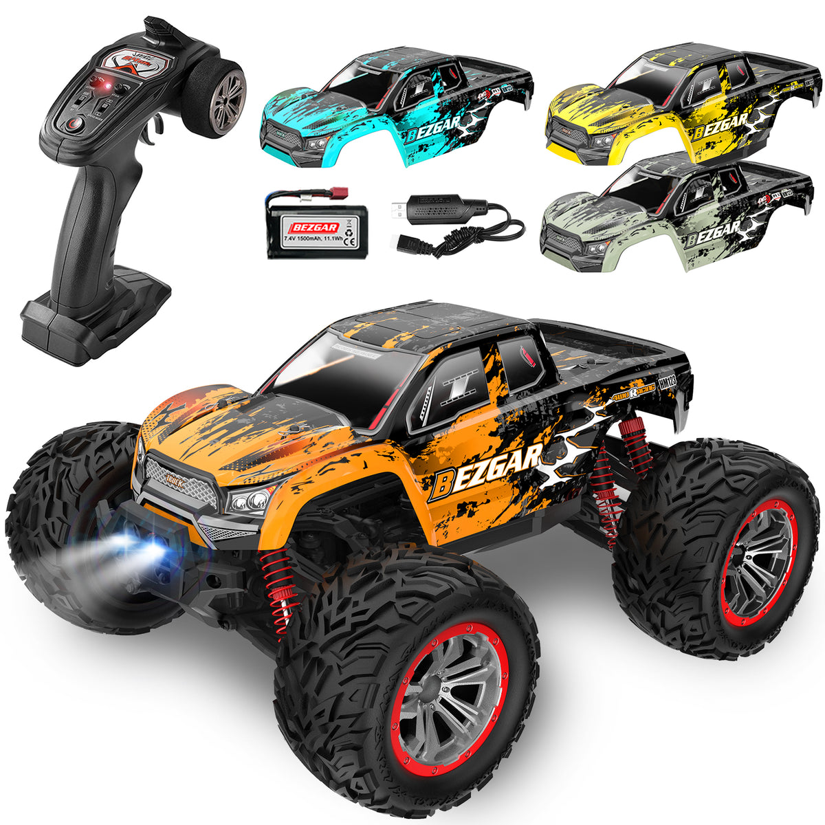 YCFUN 4WD High Speed Remote Control Cars, 1:12 Waterproof RC Monster Trucks
