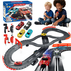 YCFUN Slot Car Race Track with 4 High Speed Light-Up Car, 2 Electric Controller and 2 Hand Controller, Christmas Birthday Gifts for Kids 3-12