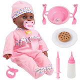 YCFUN 16 Inch Interactive Black Baby Doll, Crying Talking Dolls Toy Set for Girls, Pretend Play Preschool Toys for Toddlers Kids
