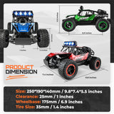YCFUN RC Cars, 1:14 Scale Off-Road RC Monster Truck with Lights, Metal Shell & 2 Batteries, 2.4Ghz Remote Control Car Crawler for Kids Adults