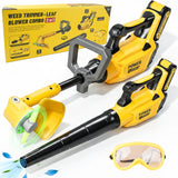 2-in-1 Kids Leaf Blower & Weed Trimmer Toy with Goggles, Real Working Garden Tools with LED & Sounds, Outdoor Toy for Boys Girls Ages 3-8