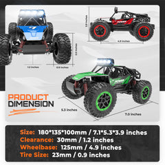 YCFUN Remote Control Cars for Kids, 1:20 Scale RC Monster Trucks with Lights, All Terrain Off Road Electric RC Cars for Boys
