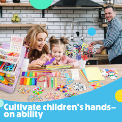 YCFUN 1100+ DIY Arts Craft Supplies Set for Kids with Portable 3 Layered Folding Box