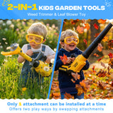 2-in-1 Kids Leaf Blower & Weed Trimmer Toy with Goggles, Real Working Garden Tools with LED & Sounds, Outdoor Toy for Boys Girls Ages 3-8