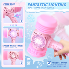 YCFUN Hammer Bubble Guns with LED Lights & Sound, Outdoor Bubble Machine Toys