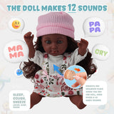 12 inch Black Interactive Talking Doll with Hair, Mirror, Comb Accessories