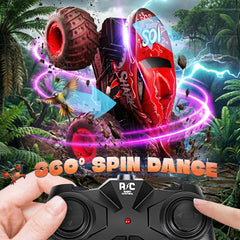 YCFUN Monster Truck Toys for Kids, 360° Spins Remote Control Car with Music and Lights, RC Toy Gift for Boys & Girls (Red)