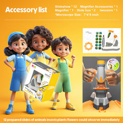 YCFUN Toy Microscope for Kids Boys Girls 3+, STEM & Science Interactive Learning Microscope Kits