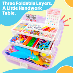 YCFUN 1100+ DIY Arts Craft Supplies Set for Kids with Portable 3 Layered Folding Box