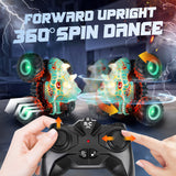 YCFUN RC Monster Truck Toy for Kids, with Music Lights & Spray, Dinosaur Toy RC Car with 2 Batteries for Boys Girls Aged 3-8 (Cyan)