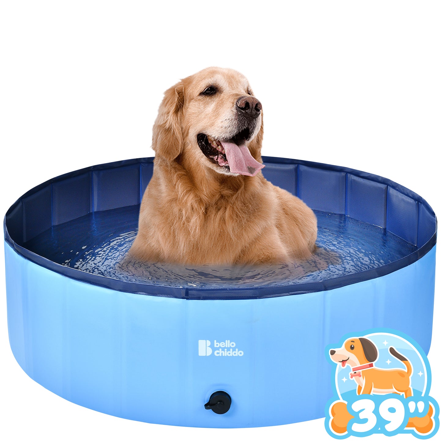 YCFUN Foldable Hard Plastic Pool for Dogs and Kids, Non-slippery Swimming Pool with PP Boards, Kiddie Pool for Dogs, Indoor&Outdoor Pet Bathing Tub with Water Drainage， 48inches