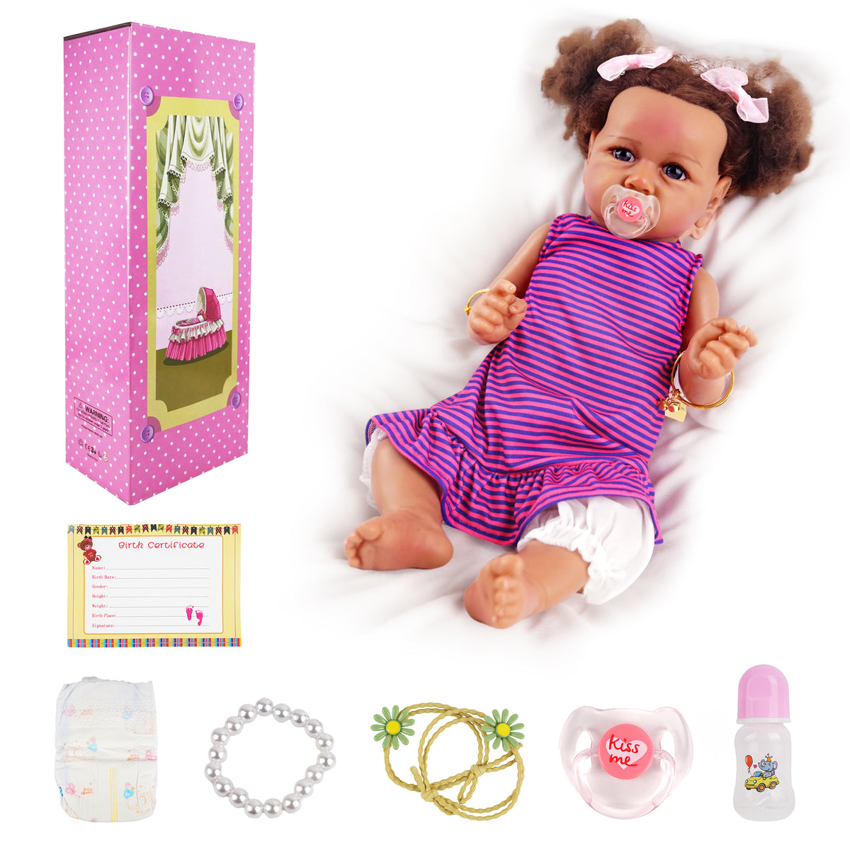 YCFUN 20 Inch Reborn Baby Dolls Black Girl, Realistic Pretend Play Doll Playset