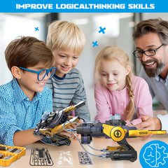 STEM Robotic Mechanical Hand Building Kit, DIY Construction Toy with Lifetime Parts, Science Gift for Boys & Girls (Yellow)