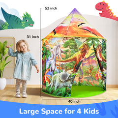 YCFUN Kids Play Tent for Boys Girls and Toddlers, Dinosaur Discovery Pop Up Tent, Dinosaur Toys for Kids