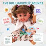 YCFUN Interactive Talking Baby Doll with Styling Hair Set, 12" Singing Toy with Comb & Mirror, Gift for Toddlers Age 2-6