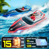 10" Remote Control Boat for Kids, 2-Pack RC Boats with LED Lights & Low Battery Warning, Summer Outdoor Water Toys for Boys Girls Ages 3-12