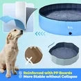 YCFUN Foldable Hard Plastic Pool for Dogs and Kids, Non-slippery Swimming Pool with PP Boards, Kiddie Pool for Dogs, Indoor&Outdoor Pet Bathing Tub with Water Drainage， 32inches