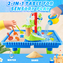 YCFUN Kids Sand Water Table for Toddlers 3-8, Plastic Outdoor Activity Sensory Tables