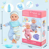 YCFUN 12 Inch Twin Baby Doll Set, Black and White Baby Doll Toy with Clothes & Pacifier, Pretend Play Preschool Toys for Toddlers Kids