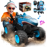 YCFUN Monster Truck Toys for Kids, 360° Spins Remote Control Car with Music and Lights, RC Toy Gift for Boys & Girls (Blue)