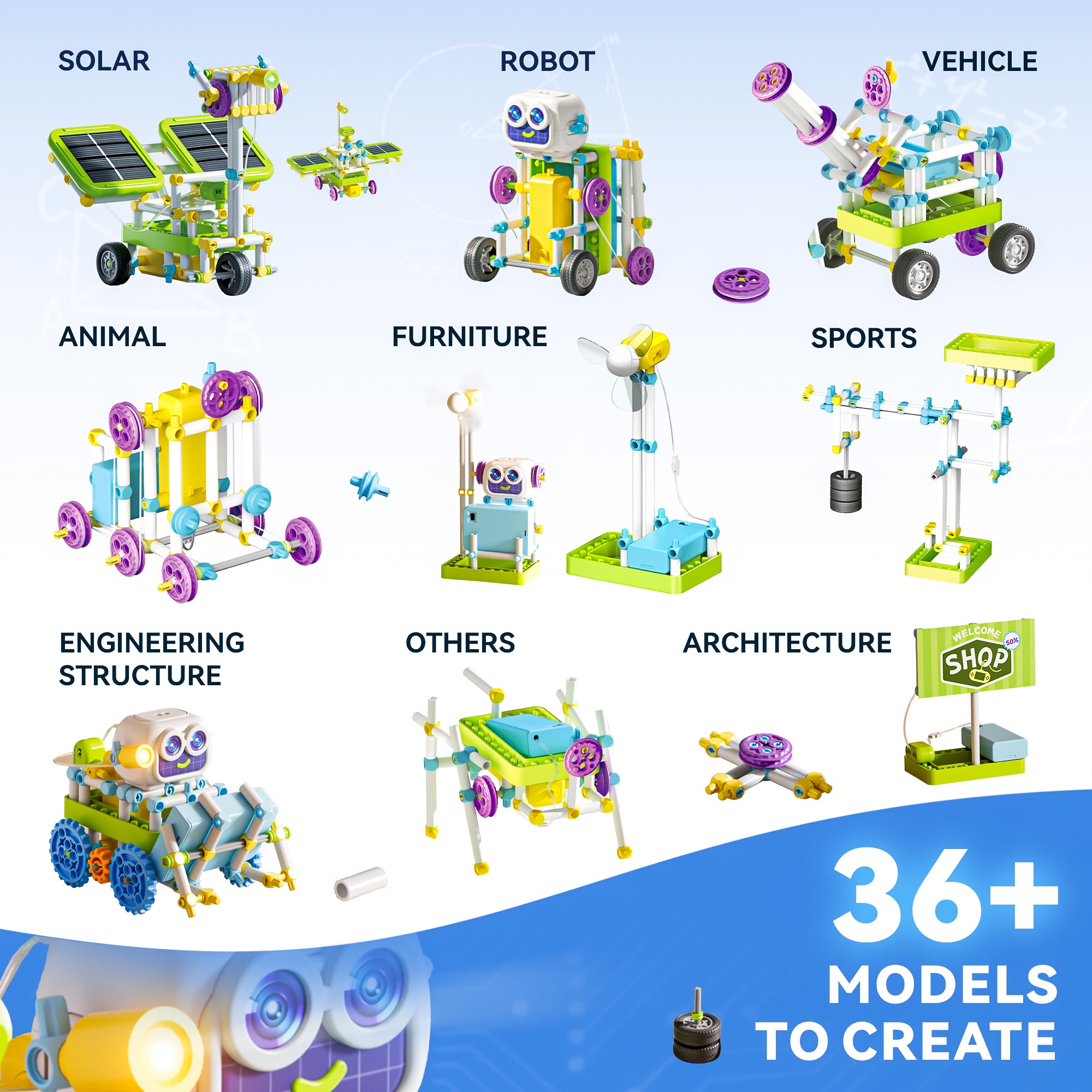 YCFUN 434Pcs Stem Toys for Kids Boys Girls Age 8-12, Toys Building Sets Science Kits for Gifts