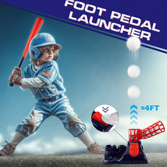 YCFUN 3-in-1 T Ball Set with Adjustable Height Baseball Stand, Hanging Tee, Serve Machine with 6 Balls