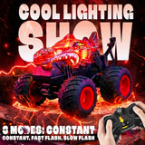 YCFUN Monster Truck Toys for Kids, 360° Spins Remote Control Car with Music and Lights, RC Toy Gift for Boys & Girls (Red)